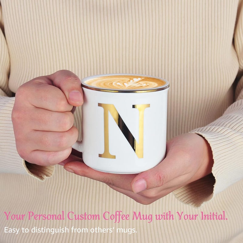 Miicol Ceramic Coffee Mug 16 oz, Monogram Coffee Cup, Golden Initial Tea Mug, Personalized Tea Cup, Unique Gift, Large Mug for Home, Office, Letter N - Image 4
